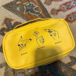 Yellow Makeup Bag with Graphic Design